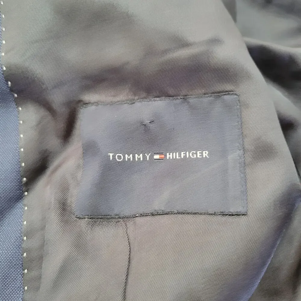 Tommy Hilfiger 100% Worsted Wool Navy Sport Jacket Blazer 42R Dual Vent 2 Button